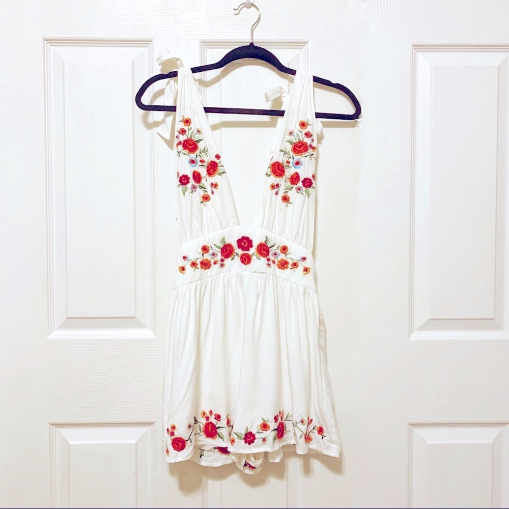 Embroidered Floral Romper
